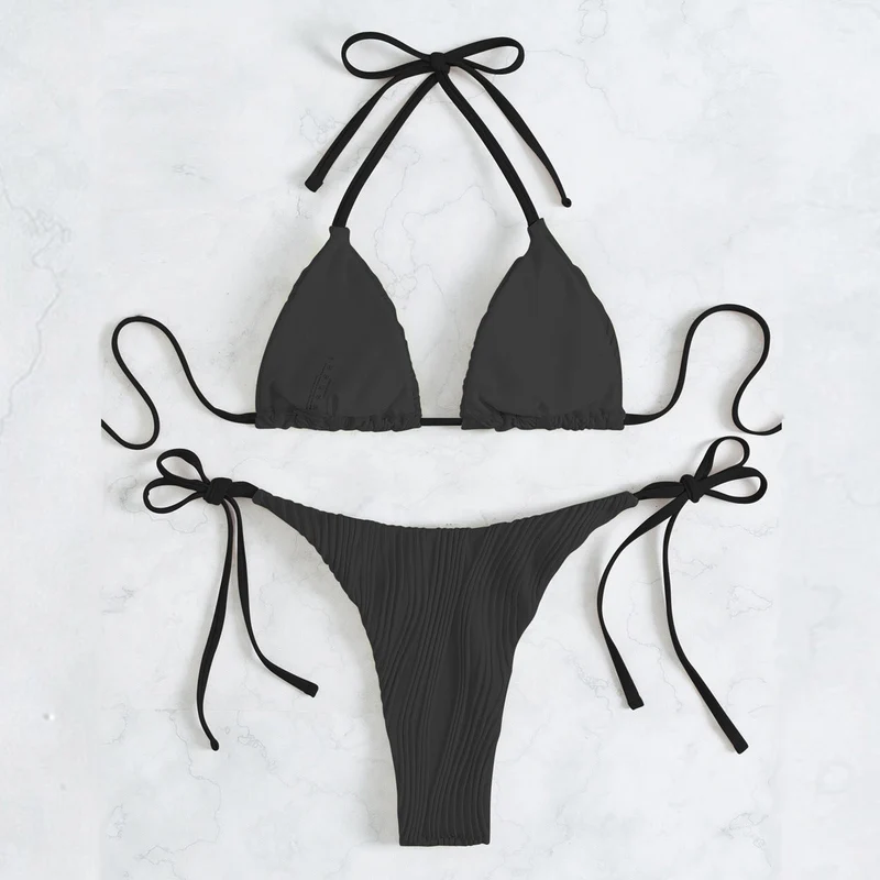 Damen Triangel-Bikini-Set mit eleganter Rüschendetail