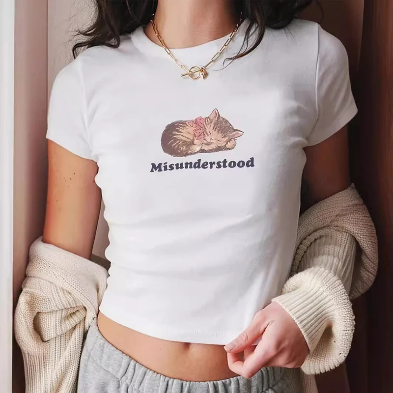 Damen Kurzarm T-Shirt mit aufgedrucktem Lippenmotiv Nord Taschen