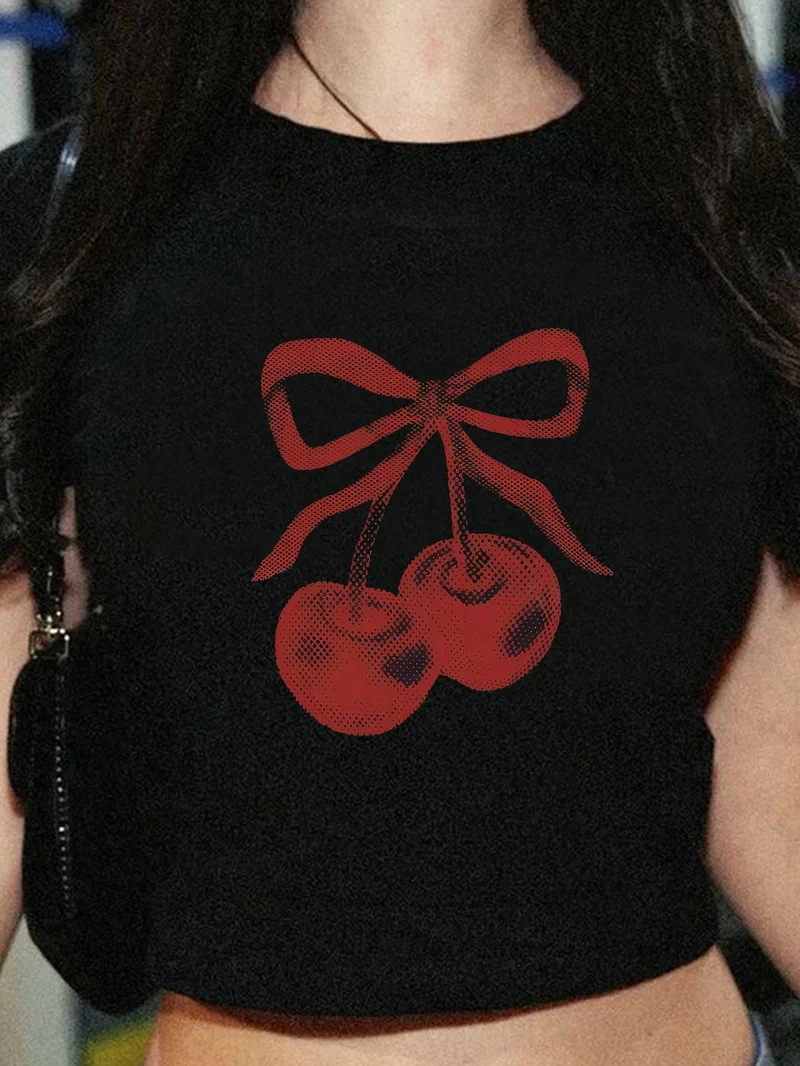 Damen Kurzarm T-Shirt mit aufgedrucktem Lippenmotiv Nord Taschen