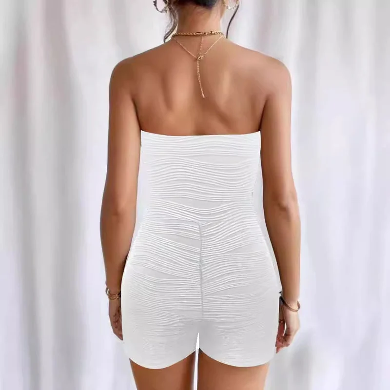 Damen ärmelloser Jumpsuit mit gerafftem Design
