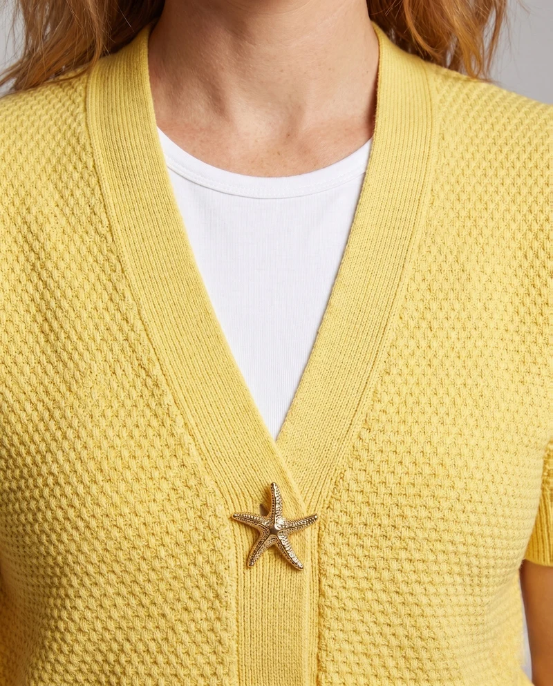 Damen Kurzärmeliges Strickoberteil mit strukturiertem Muster