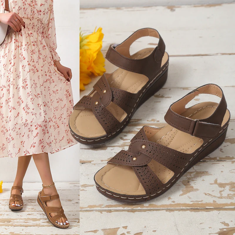 Damen Bequeme Riemchen-Sandalen mit verstellbarem Klettverschluss und anatomischem Fußbett