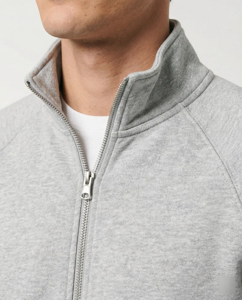 Herren strukturierte Stehkragen-Sweatjacke mit Raglanärmeln und durchgehendem Reißverschluss Nord Taschen