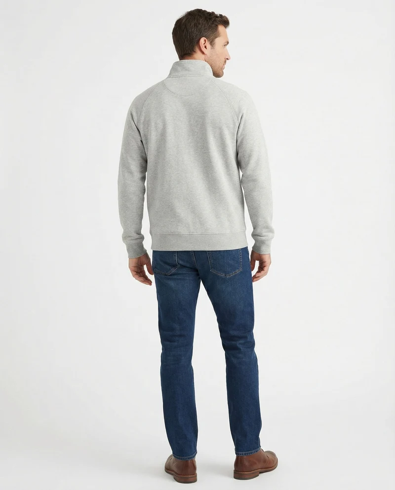 Herren strukturierte Stehkragen-Sweatjacke mit Raglanärmeln und durchgehendem Reißverschluss Nord Taschen