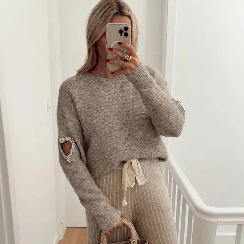 Nord Taschen | Mode LiNord Taschene Herz Ausgehöhlter Pullover