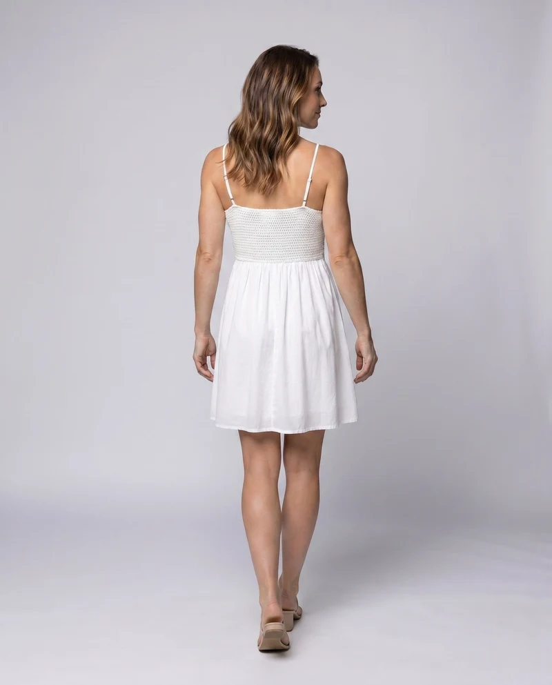 Damen Sommerkleid mit floralem Häkeloberteil