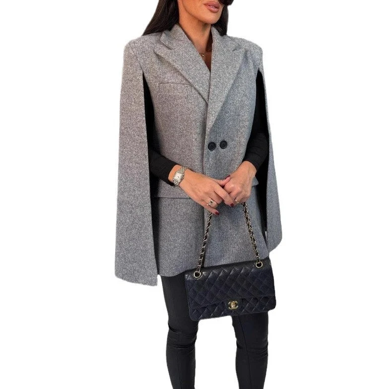 Damen modischer Cape-Blazer mit doppelter Knopfleiste