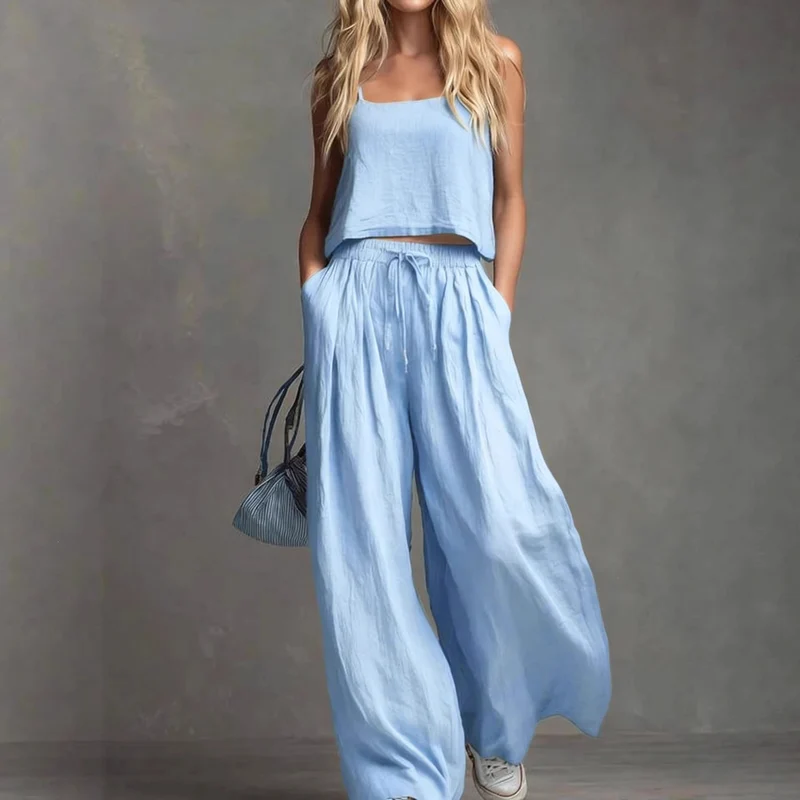 Damen Sommerliches Freizeit-Set mit weitem Oberteil und lässiger Hose