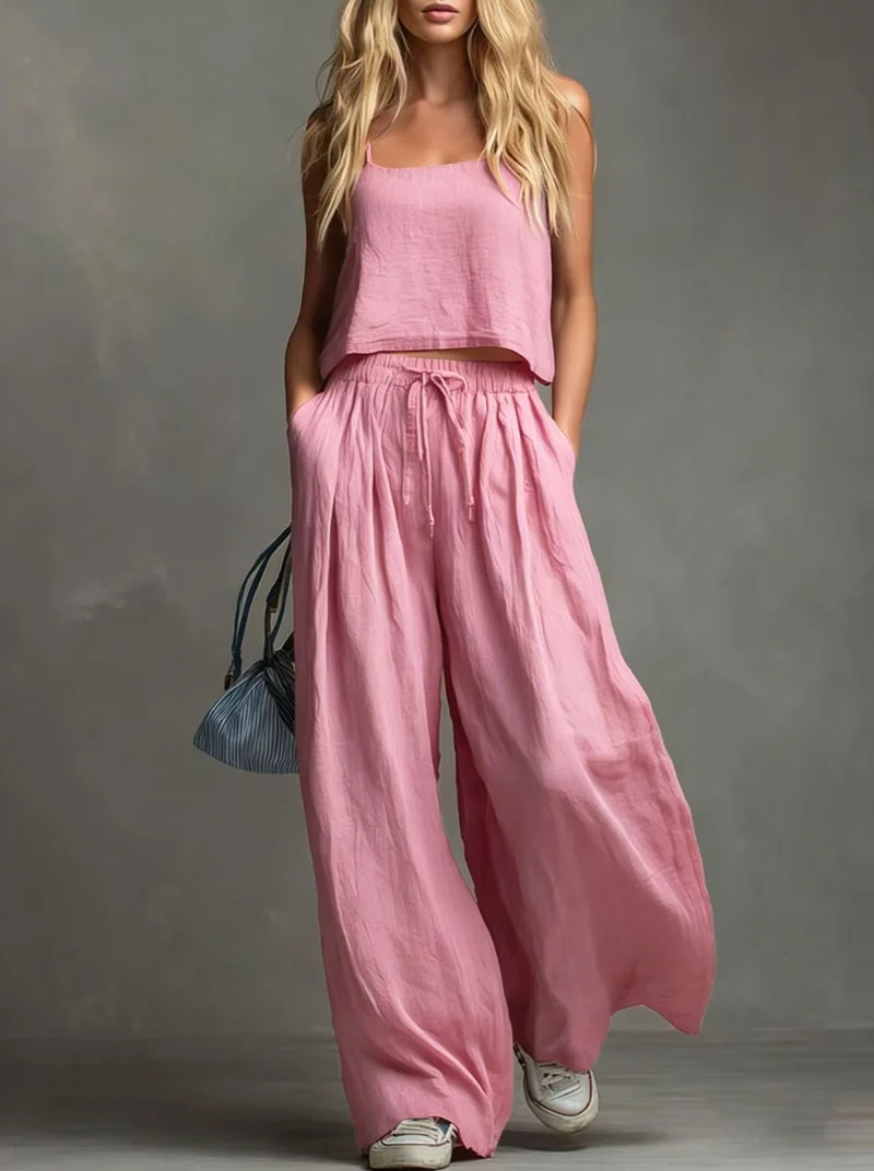 Damen Sommerliches Freizeit-Set mit weitem Oberteil und lässiger Hose
