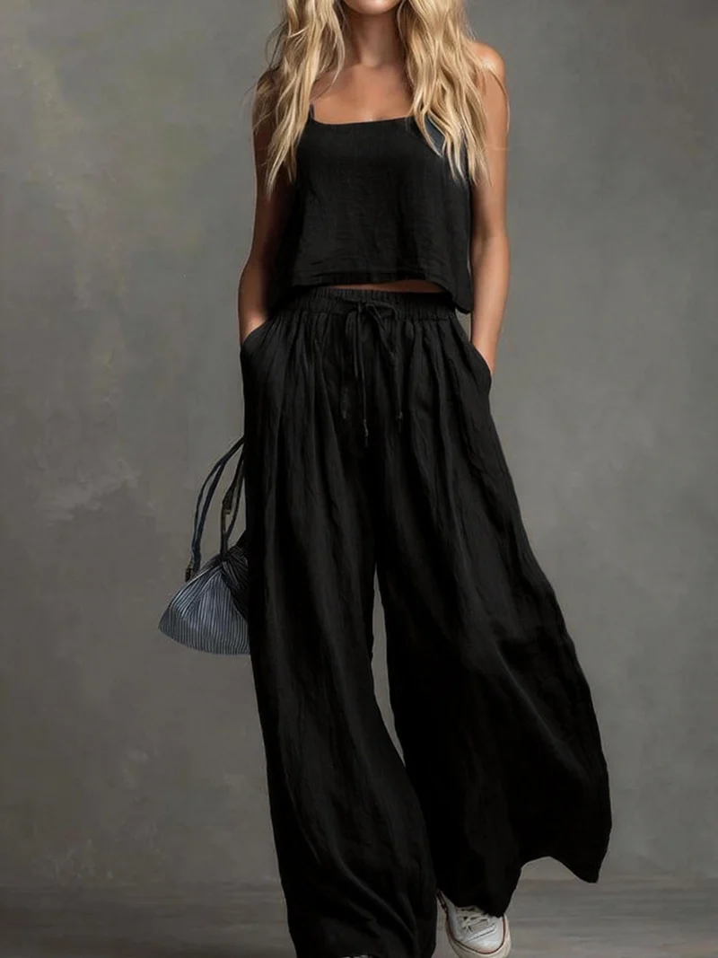 Damen Sommerliches Freizeit-Set mit weitem Oberteil und lässiger Hose