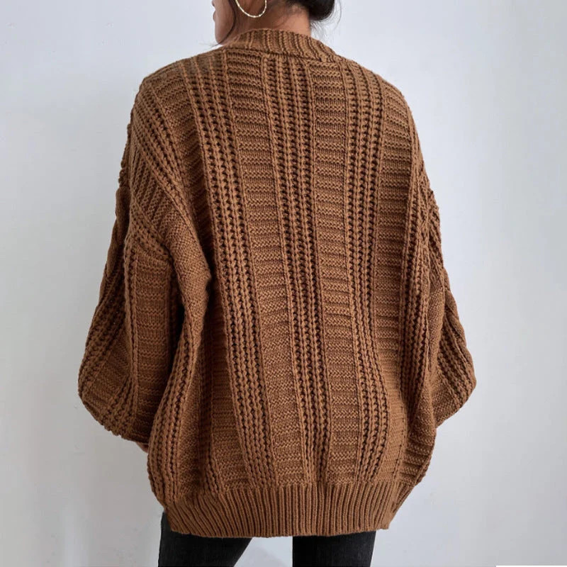 Damen Strickjacke mit oversized Passform und Zopfmuster