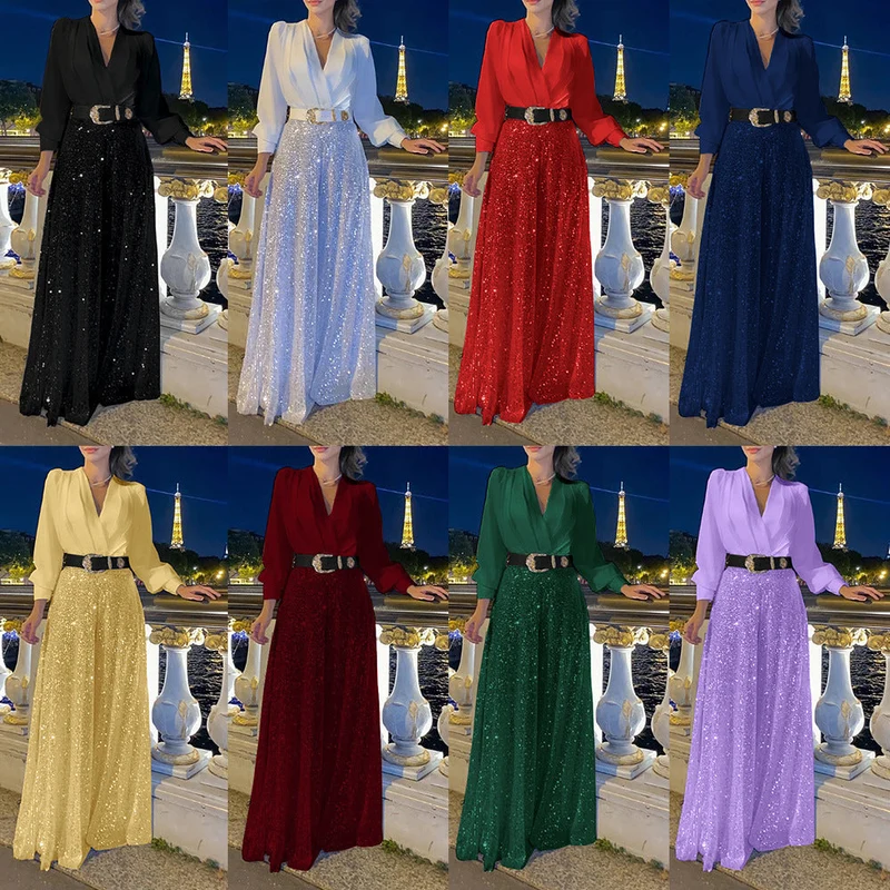 Damen Funkelndes Abendkleid mit elegantem Oberteil und glitzerndem Rock