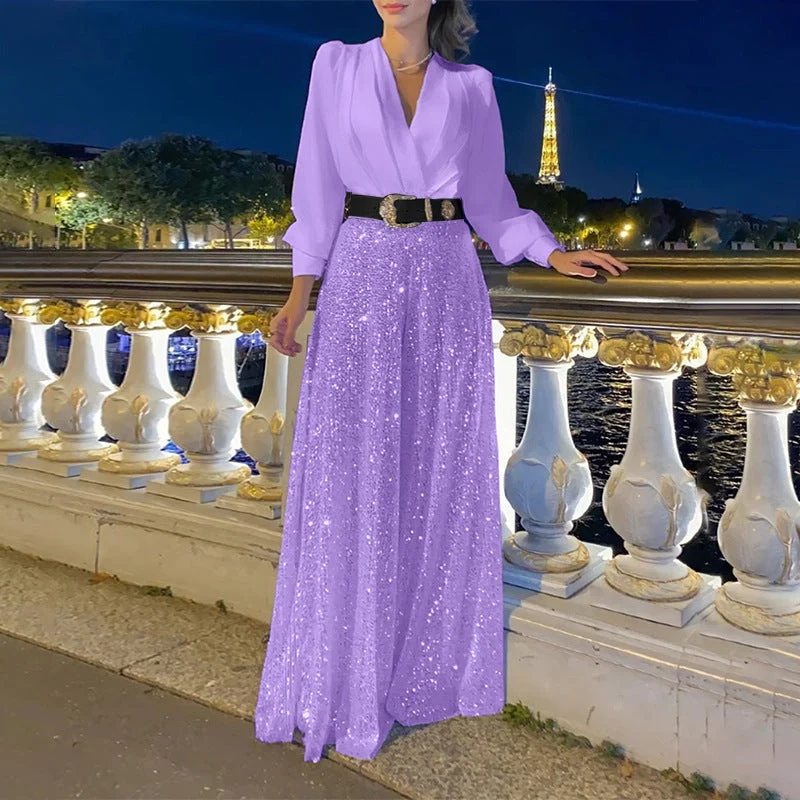 Damen Funkelndes Abendkleid mit elegantem Oberteil und glitzerndem Rock