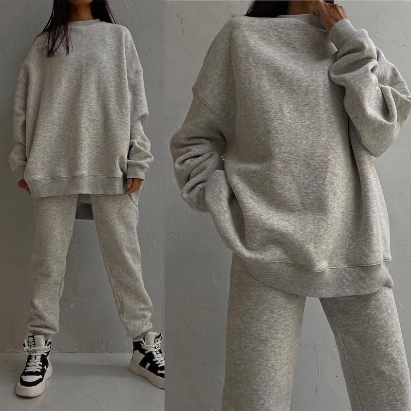 Damen bequemes Oversize-Loungewear-Set mit hohem Kragen und elastischen Bündchen