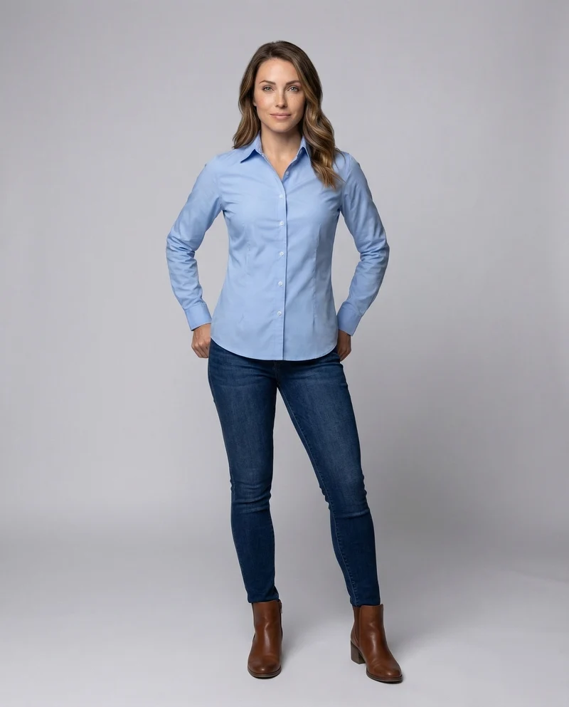 Blusentop Damen tailliert aus Baumwollmix