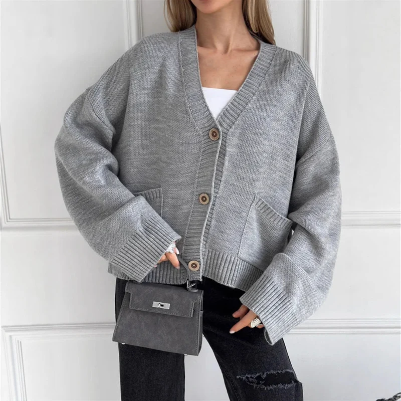 Damen Grobstrukturierter Cardigan mit praktischen Taschen Nord Taschen
