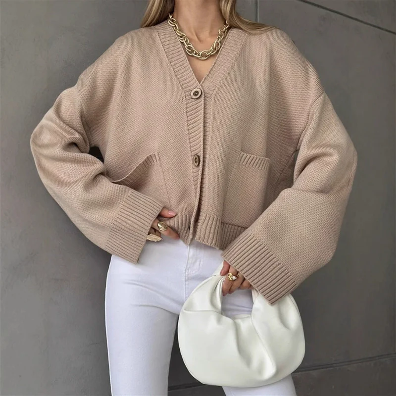 Damen Grobstrukturierter Cardigan mit praktischen Taschen Nord Taschen