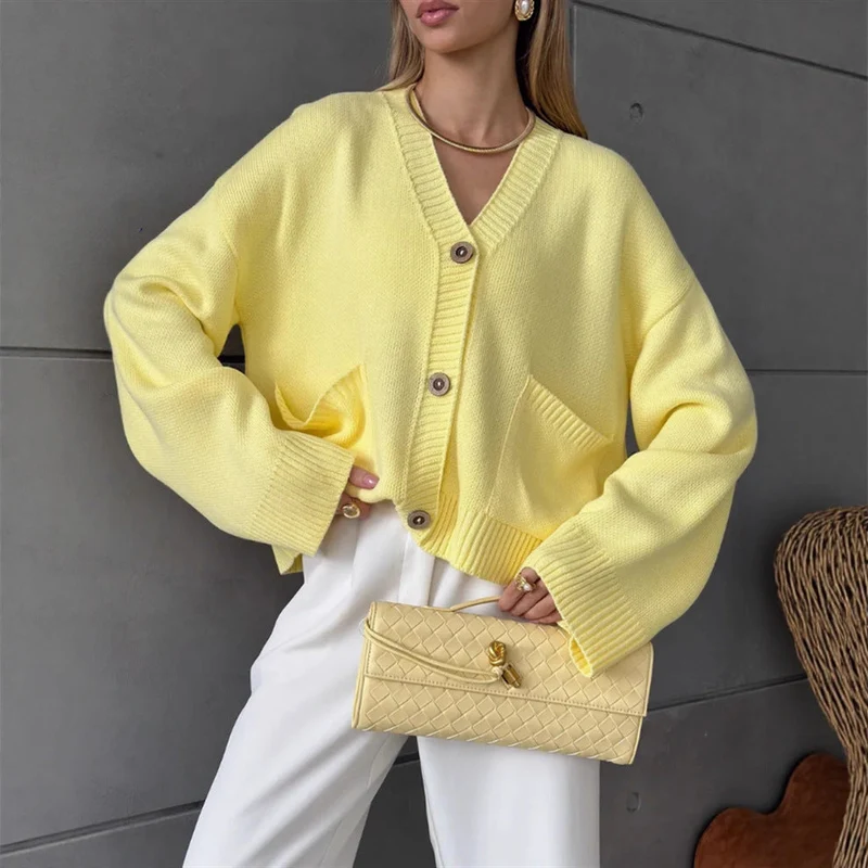 Damen Grobstrukturierter Cardigan mit praktischen Taschen Nord Taschen
