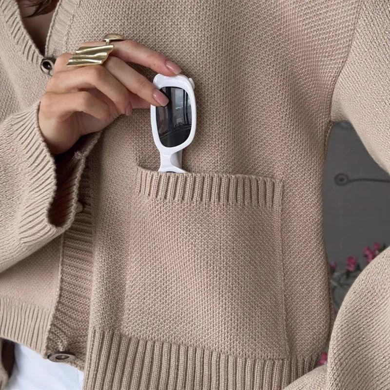 Damen Grobstrukturierter Cardigan mit praktischen Taschen Nord Taschen