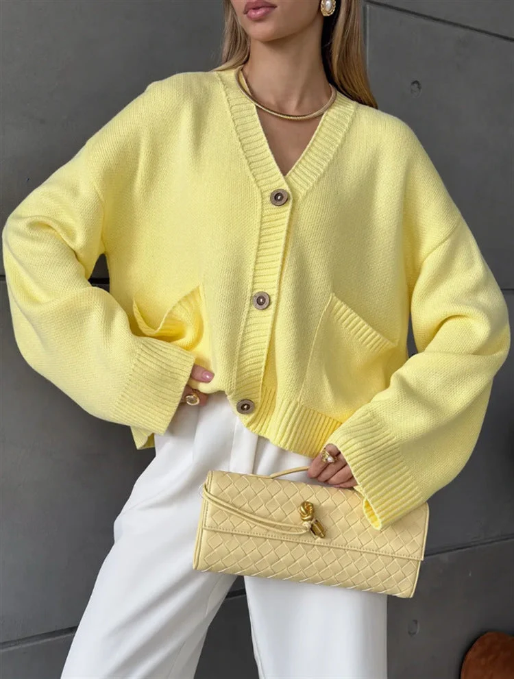 Damen Grobstrukturierter Cardigan mit praktischen Taschen Nord Taschen