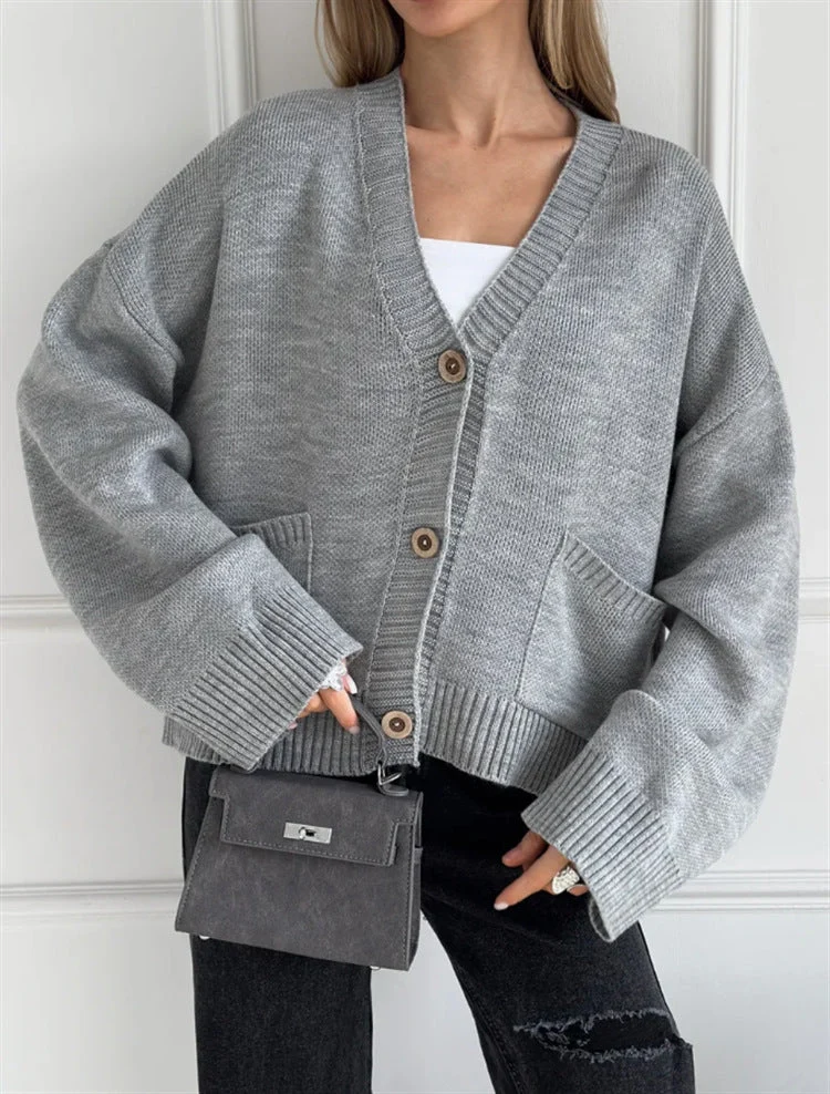 Damen Grobstrukturierter Cardigan mit praktischen Taschen Nord Taschen