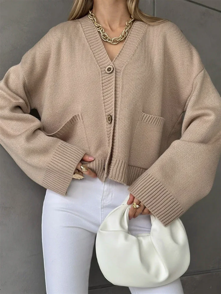 Damen Grobstrukturierter Cardigan mit praktischen Taschen Nord Taschen