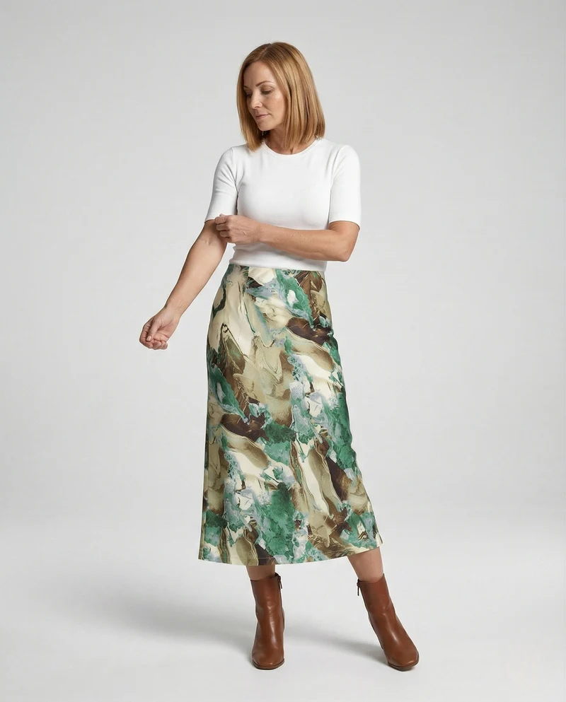 Midirock Damen Satin A-Linie