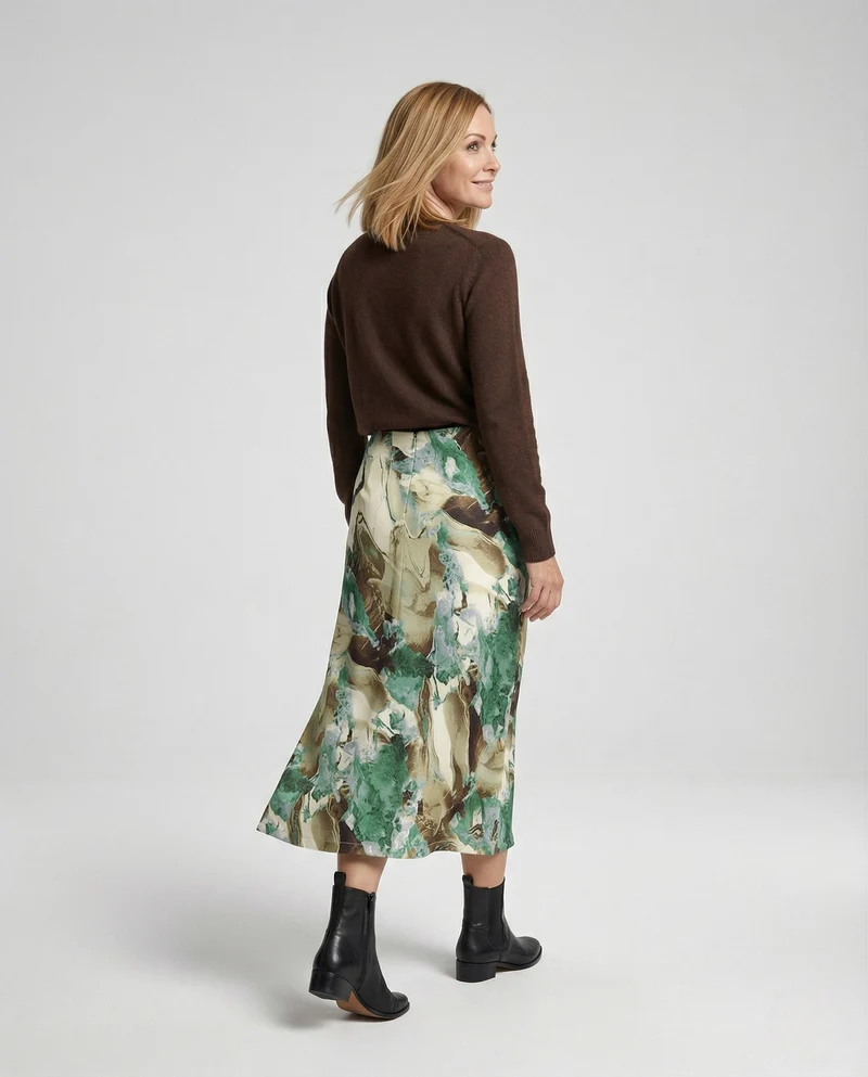 Midirock Damen Satin A-Linie