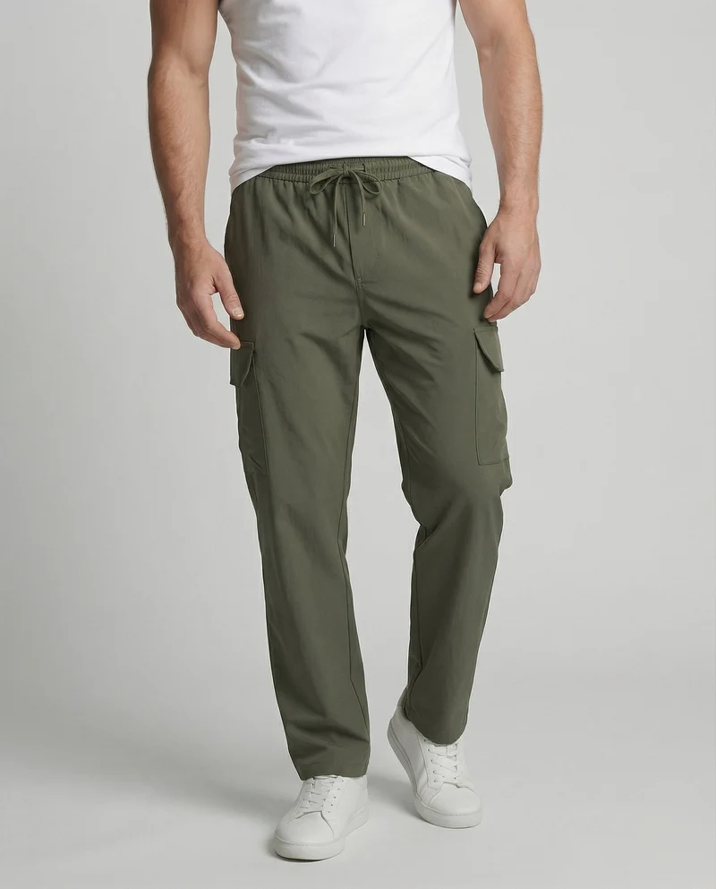 Herren nan leichte Cargo-Freizeithose mit Kordelzug, schnelltrocknendem Funktionsstoff und elastischem Komfortbund