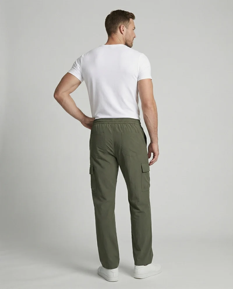Herren nan leichte Cargo-Freizeithose mit Kordelzug, schnelltrocknendem Funktionsstoff und elastischem Komfortbund