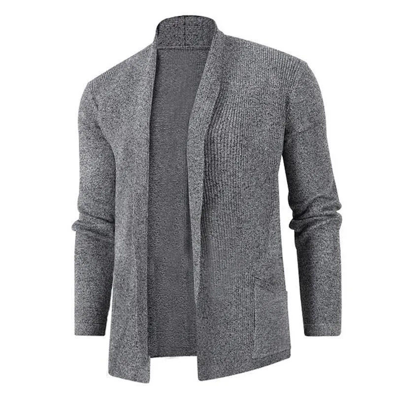 Herren lässige Strickjacke mit offenem Kragen und elegantem Rippdesign