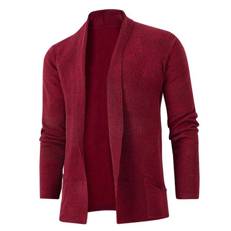 Herren lässige Strickjacke mit offenem Kragen und elegantem Rippdesign
