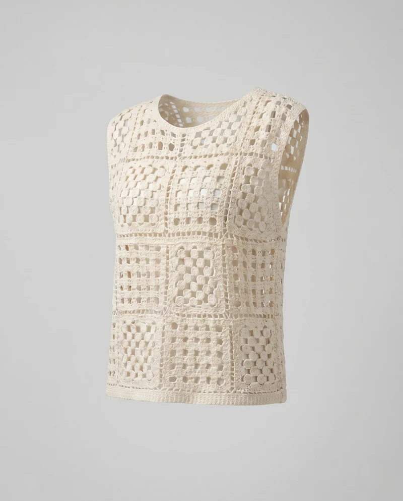 Damen luftiges gehäkeltes Oberteil mit modernem Design