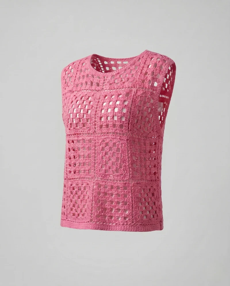Damen luftiges gehäkeltes Oberteil mit modernem Design