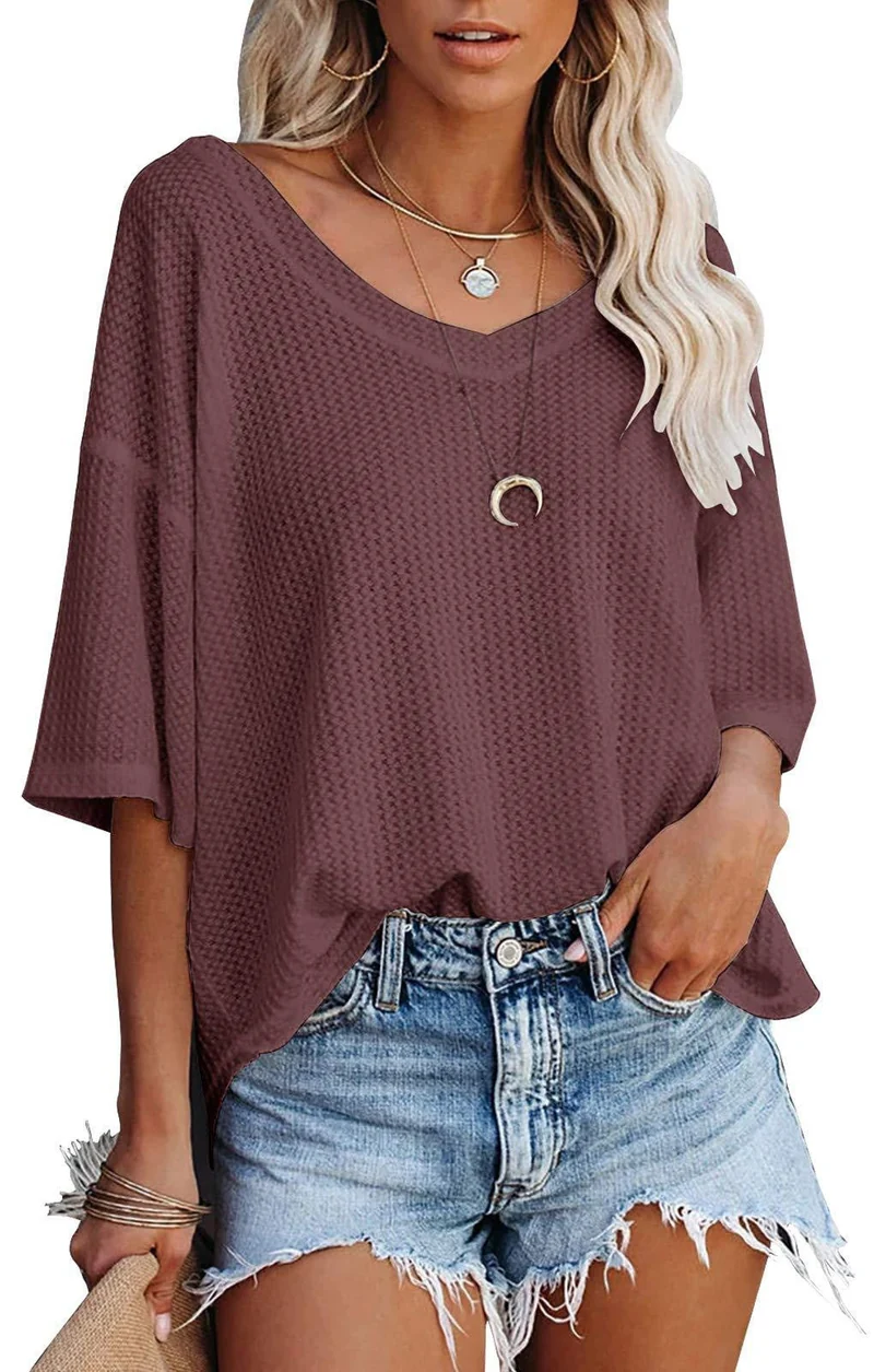 Damen lässiges Oversized-Oberteil mit strukturiertem WNord Taschenmuster