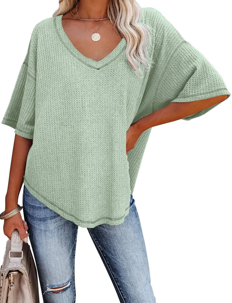 Damen lässiges Oversized-Oberteil mit strukturiertem WNord Taschenmuster
