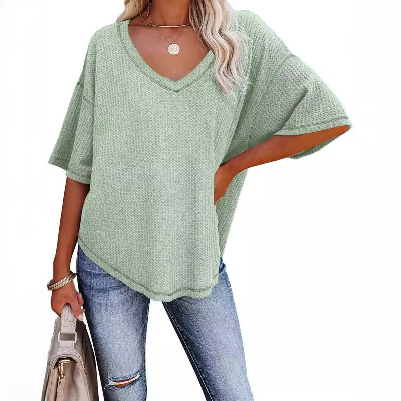 Damen lässiges Oversized-Oberteil mit strukturiertem WNord Taschenmuster