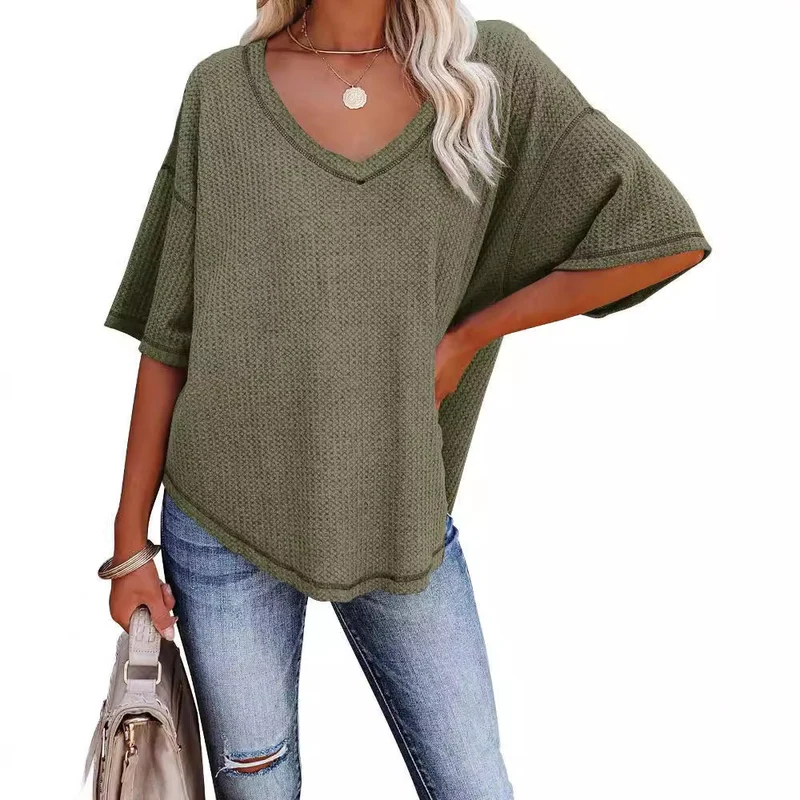Damen lässiges Oversized-Oberteil mit strukturiertem WNord Taschenmuster
