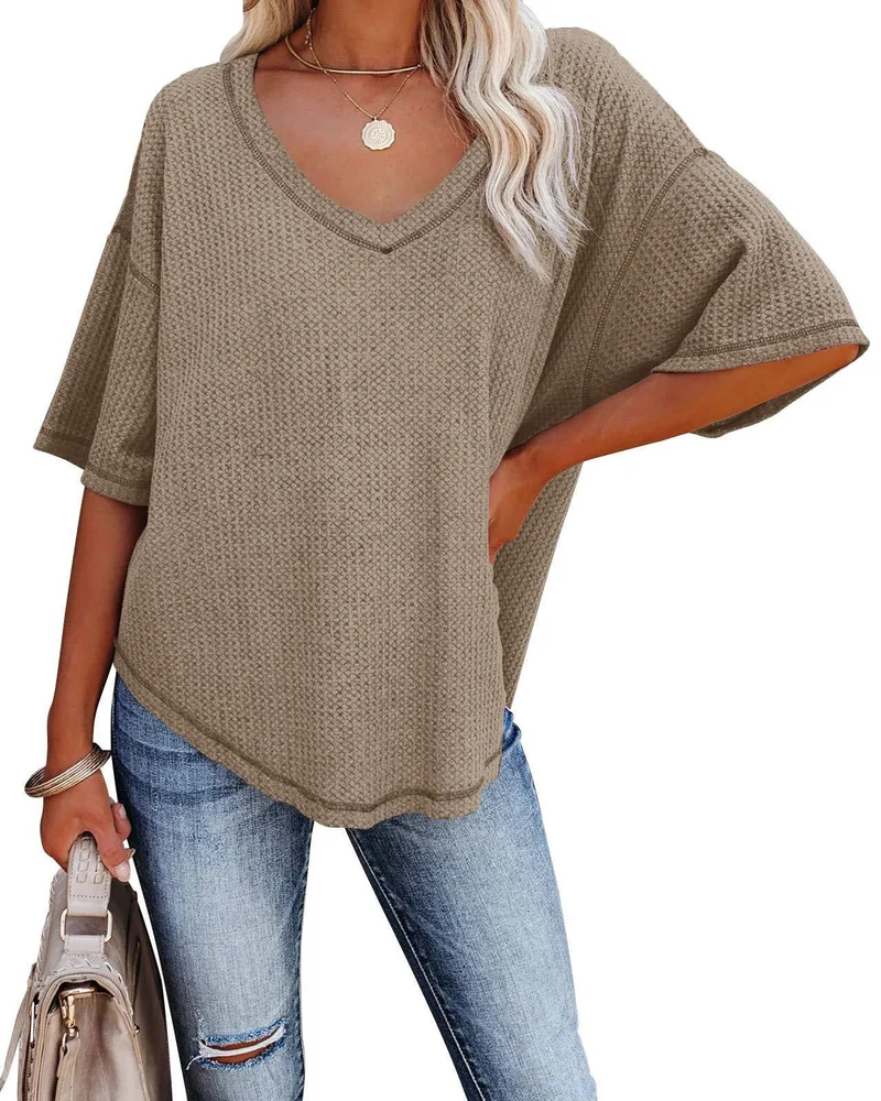 Damen lässiges Oversized-Oberteil mit strukturiertem WNord Taschenmuster