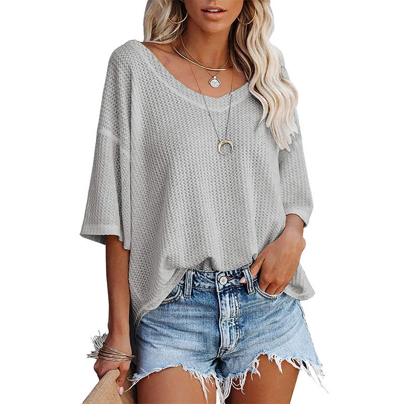 Damen lässiges Oversized-Oberteil mit strukturiertem WNord Taschenmuster