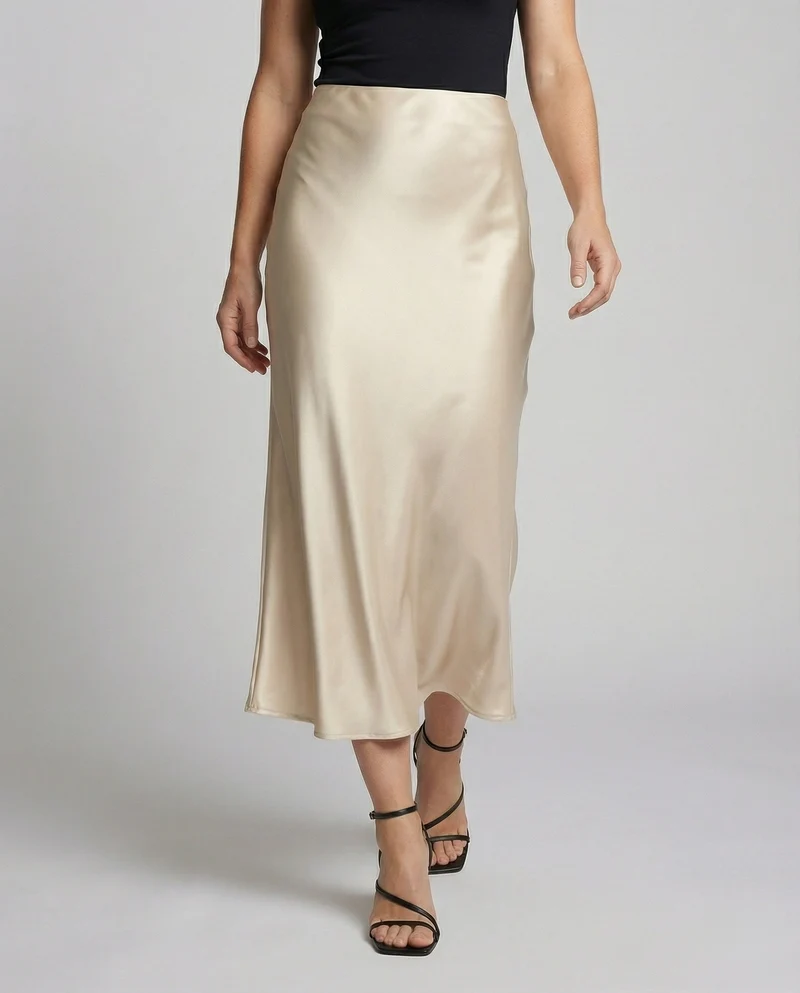 Damen Elegante Fließender Fall Satin Satin-Midirock