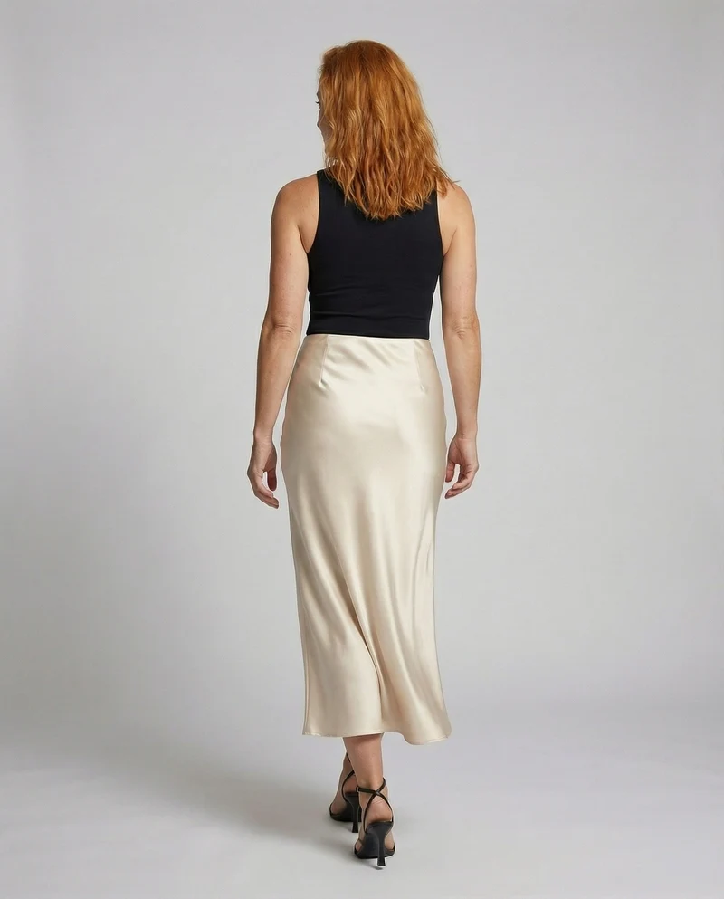 Damen Elegante Fließender Fall Satin Satin-Midirock