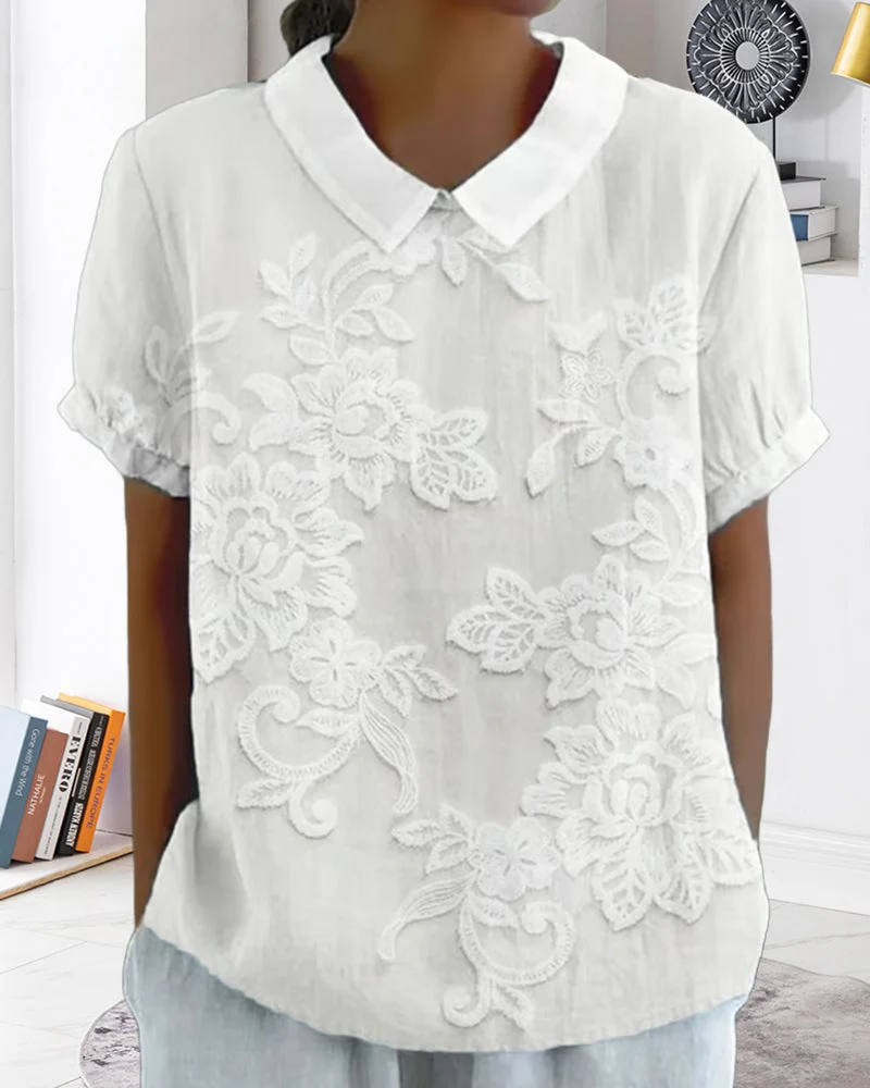 Nord Taschen | Bluse mit Revers Druck Einfarbig