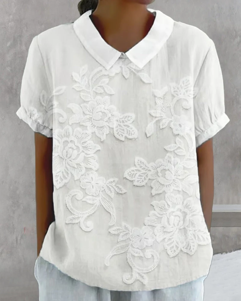Nord Taschen | Bluse mit Revers Druck Einfarbig