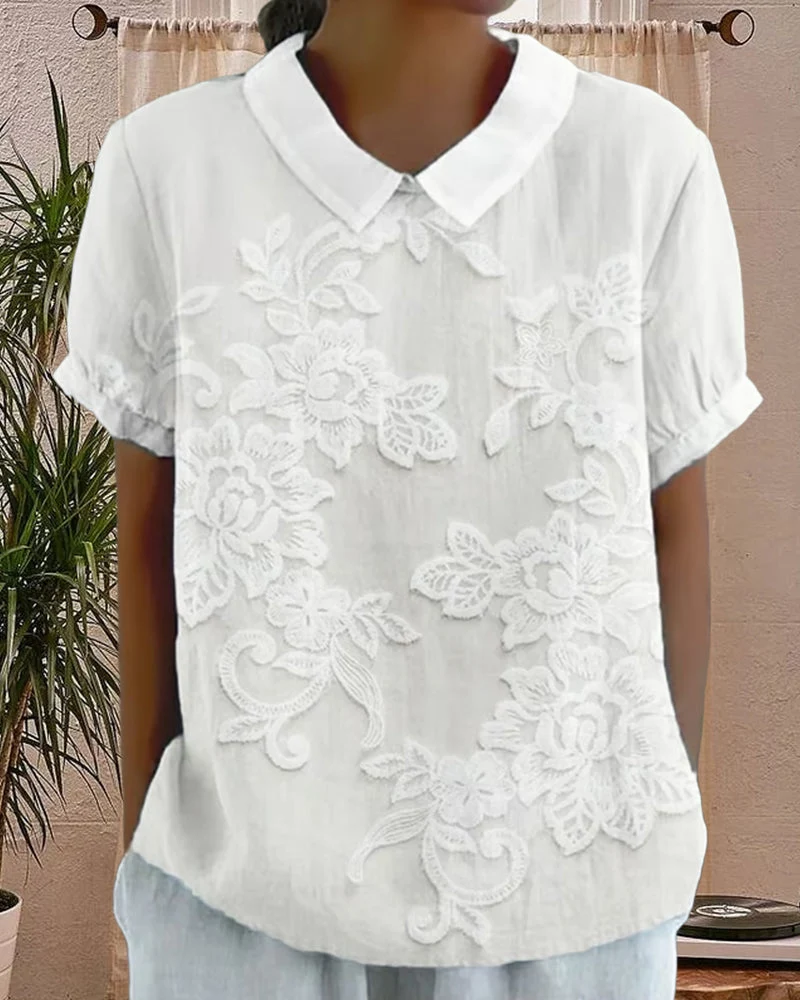 Nord Taschen | Bluse mit Revers Druck Einfarbig