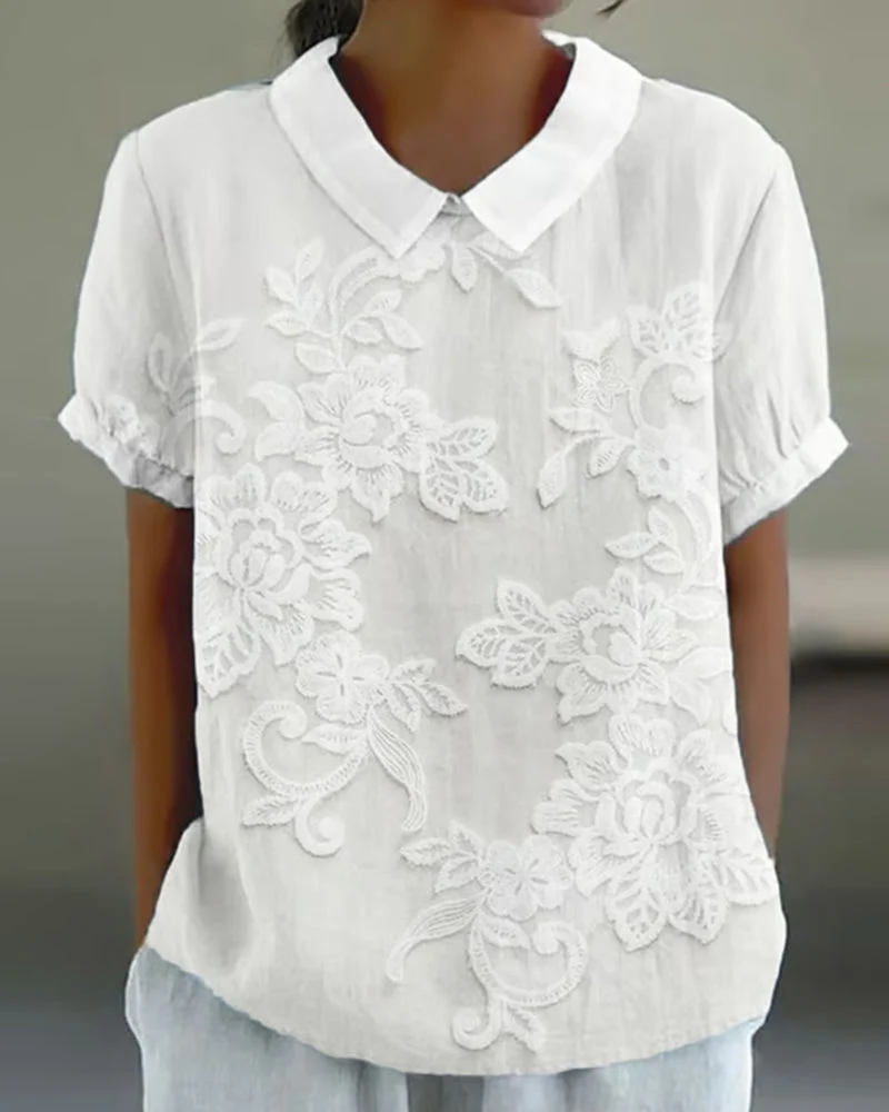 Nord Taschen | Bluse mit Revers Druck Einfarbig