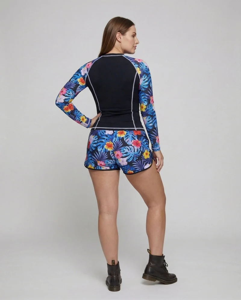 Damen Rashguard-Set UV-Schutz Badeshorts