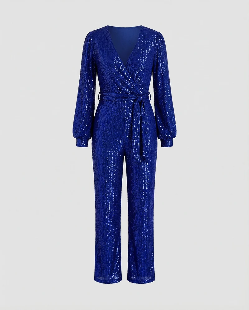Damen Jumpsuit Pailletten elegant