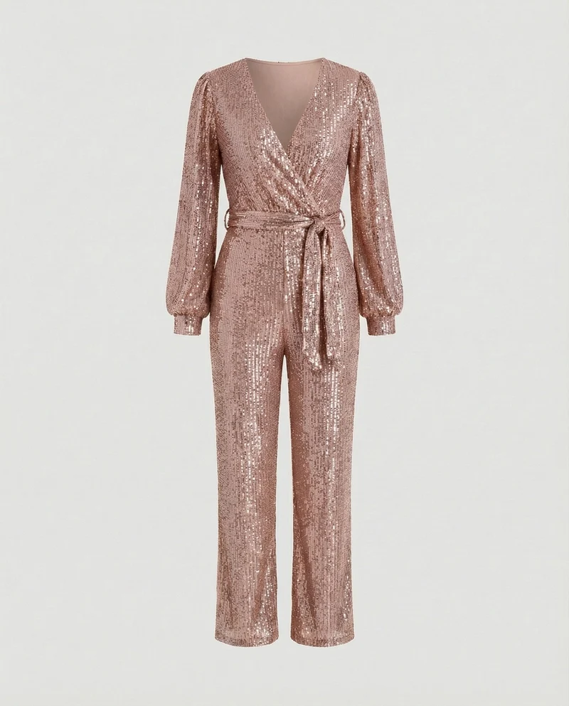 Damen Jumpsuit Pailletten elegant