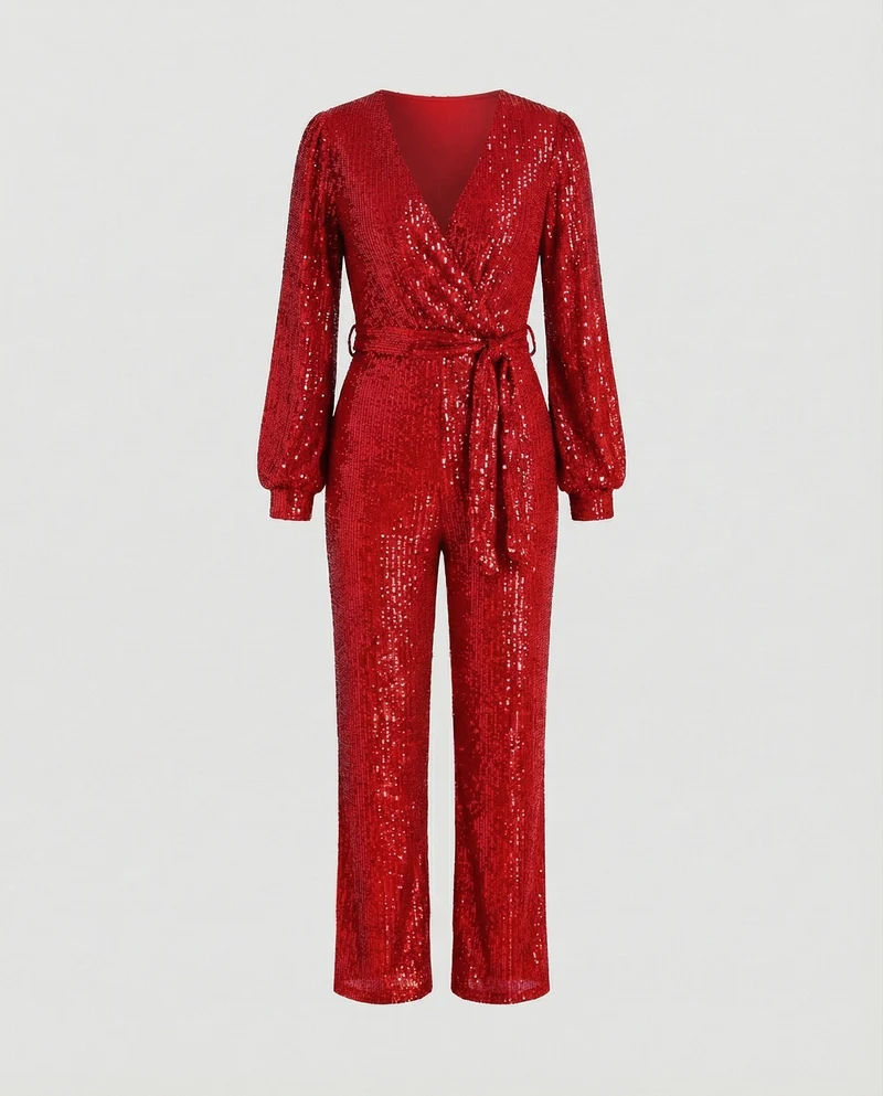 Damen Jumpsuit Pailletten elegant